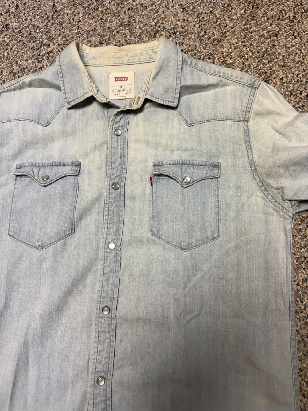 Levi's Light Wash vintage Denim Western Button-Up Shirt size M great fades
